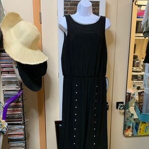 MSK Black Sleeveless Rhinestone Embellished Dress Size L NWT